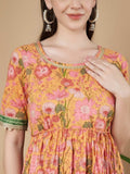 Lässiges Kurti aus Baumwolle mit Doodle-Print für Damen