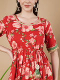 Lässiges Kurti aus Baumwolle mit Doodle-Print für Damen