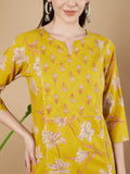 Senfgelbes Kurta- und Palazzo-Set aus Baumwolle für Damen
