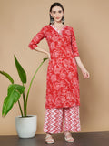Ensemble Kurta et Palazzo traditionnel en coton Jaipuri pour femme