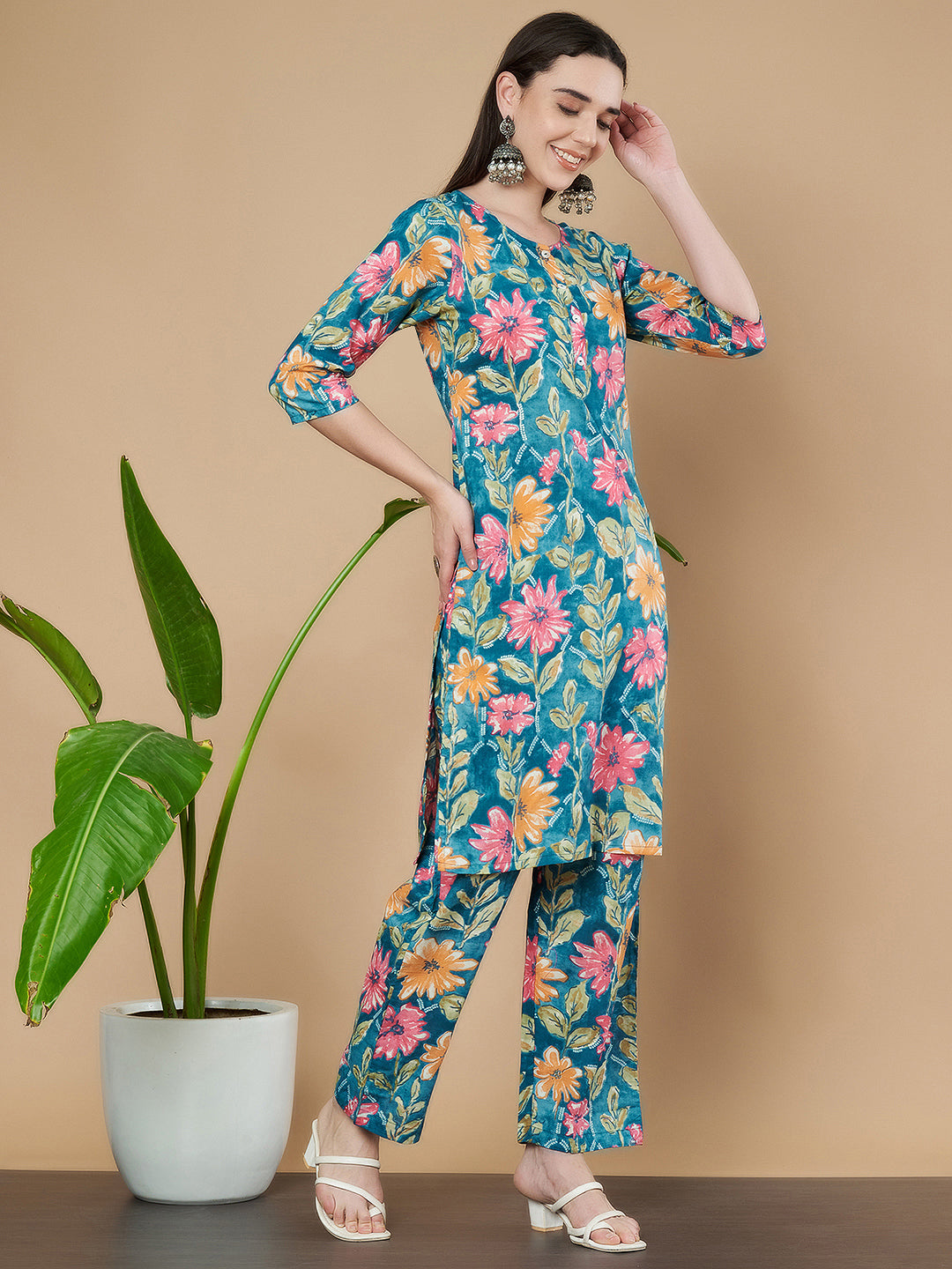 Printed Cotton Kurta and Palazzo Set for Women