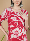 Ensemble Kurta en coton élégant rouge et blanc pour femme