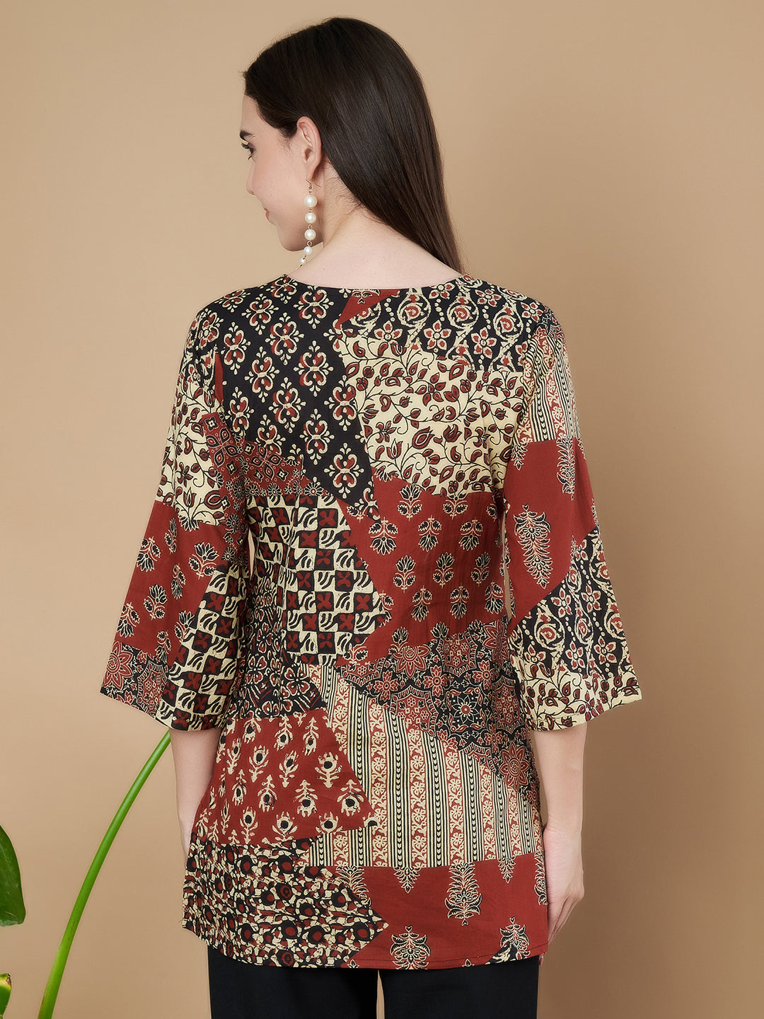 Ethnic Patchwork Pattern Kurti for Women