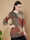 Kurti mit ethnischem Patchwork-Muster für Frauen