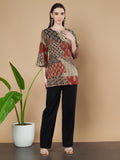Kurti mit ethnischem Patchwork-Muster für Frauen