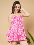 Combinaison en coton à imprimé ikat pour femme