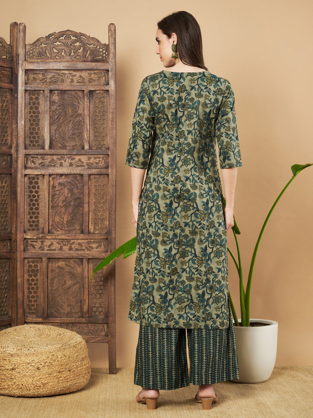 Ethnic Cotton Kurta and Palazzo Set for Women