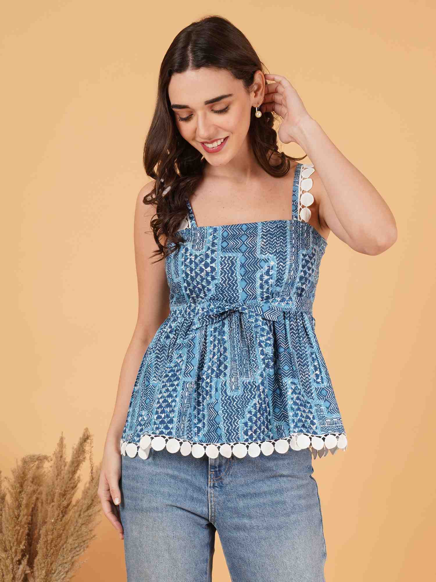 Pure Cotton Handcrafted Peplum Top for Women