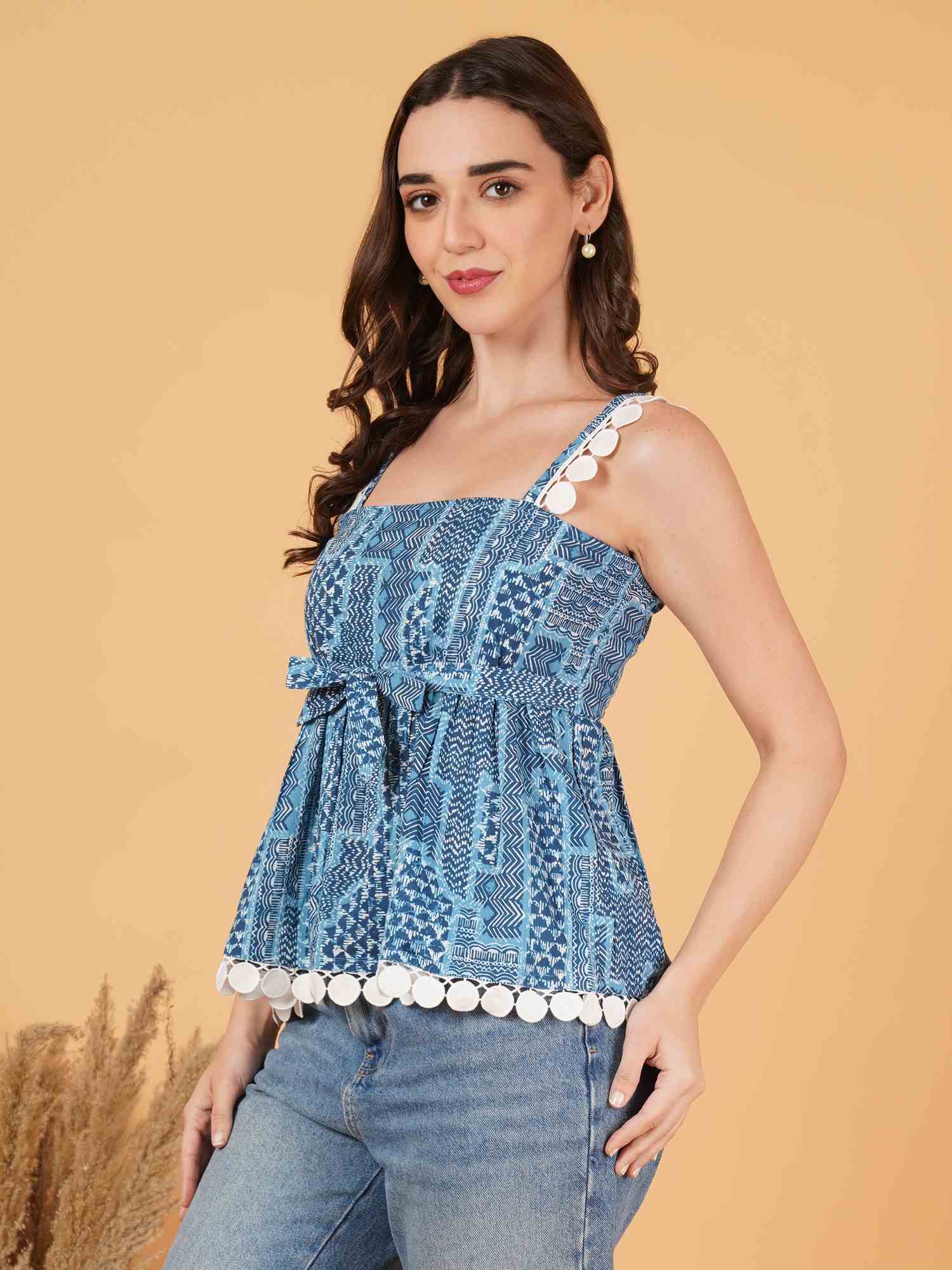 Pure Cotton Handcrafted Peplum Top for Women