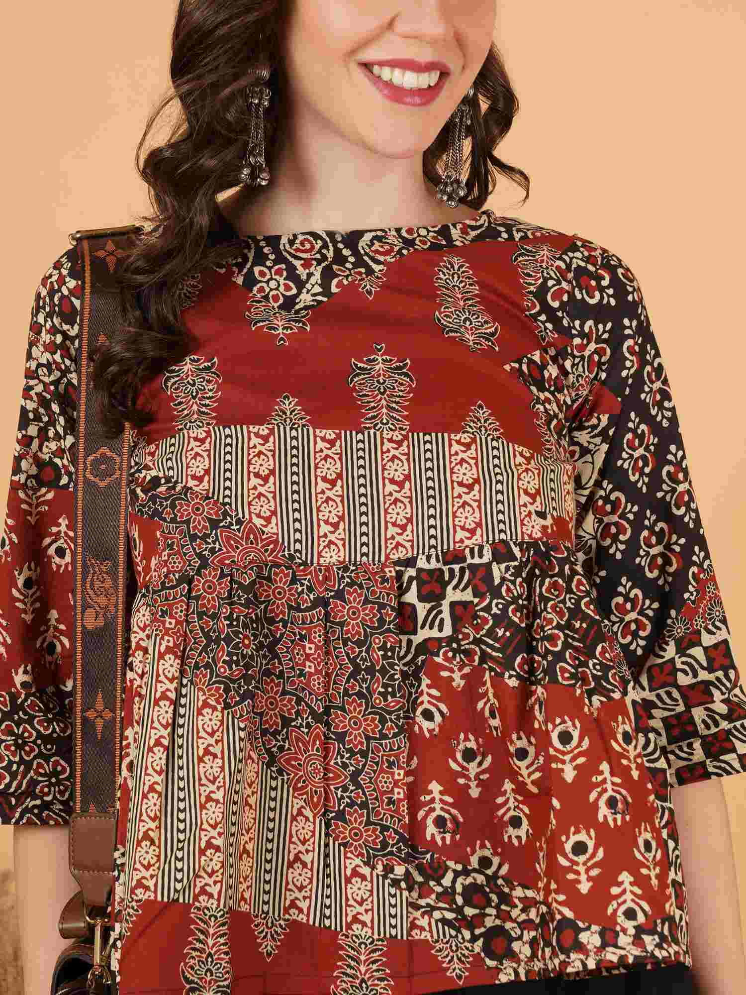 Jaipuri Cotton Peplum Top – Pure Cotton Heritage Print For Women