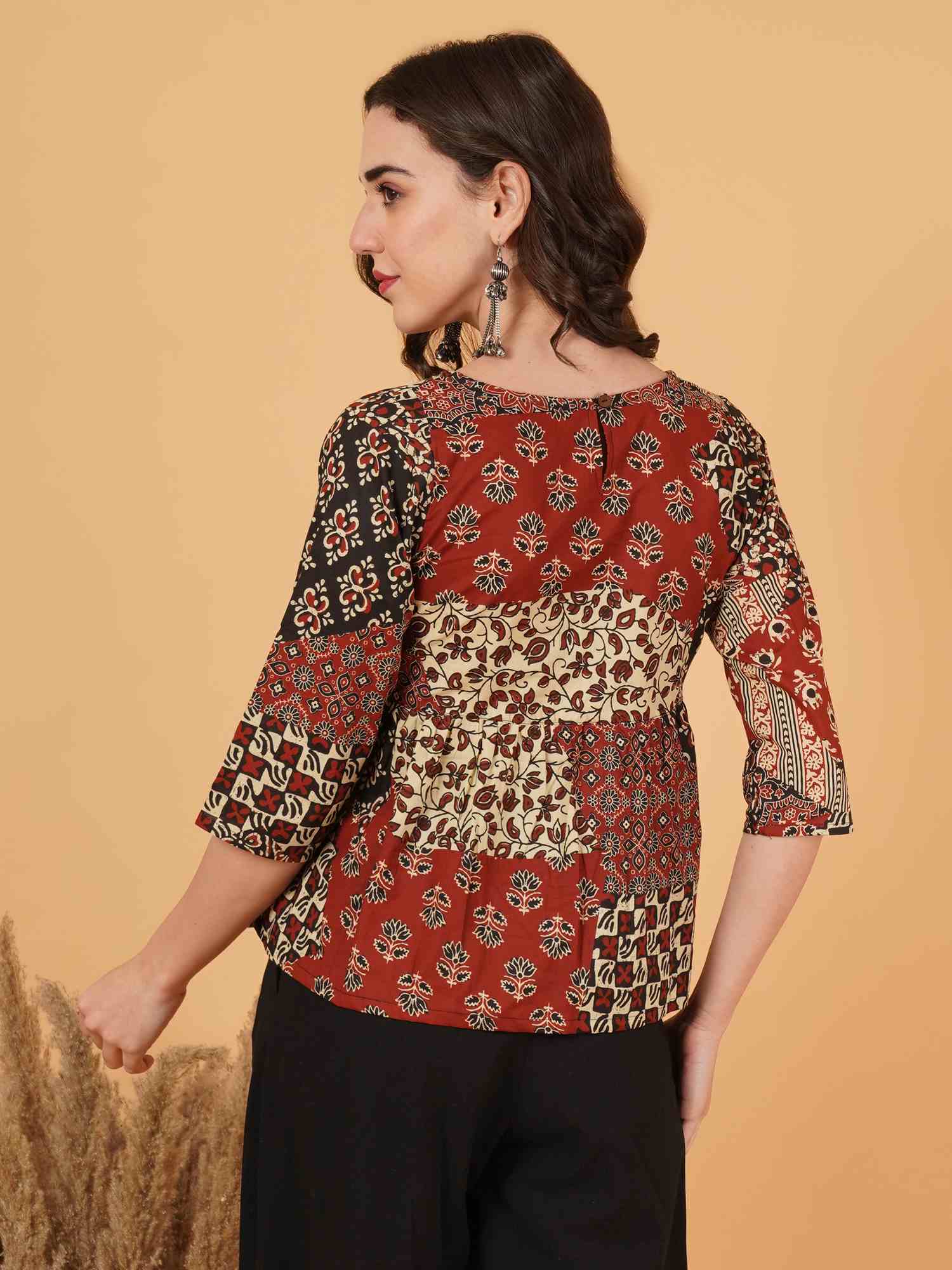 Jaipuri Cotton Peplum Top – Pure Cotton Heritage Print For Women