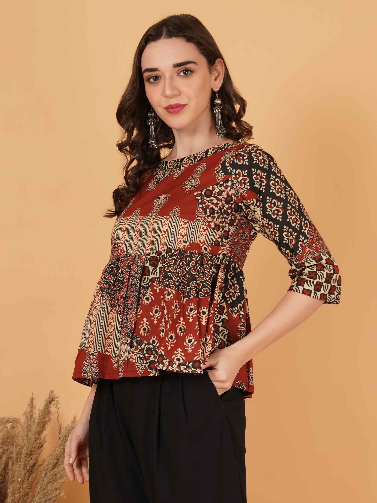 Jaipuri Cotton Peplum Top – Pure Cotton Heritage Print For Women