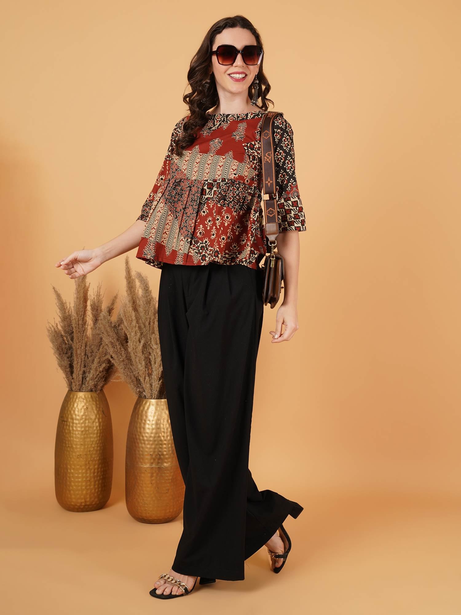 Jaipuri Cotton Peplum Top – Pure Cotton Heritage Print For Women