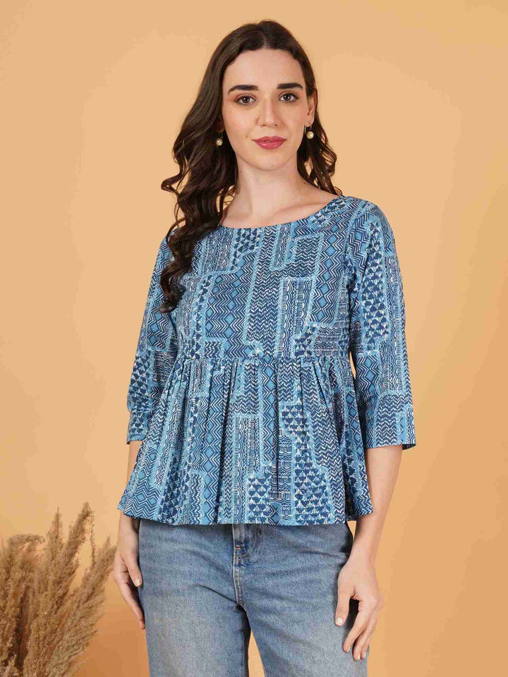 Heritage-Inspired Jaipuri Cotton Peplum Top For Women