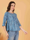Heritage-Inspired Jaipuri Cotton Peplum Top For Women