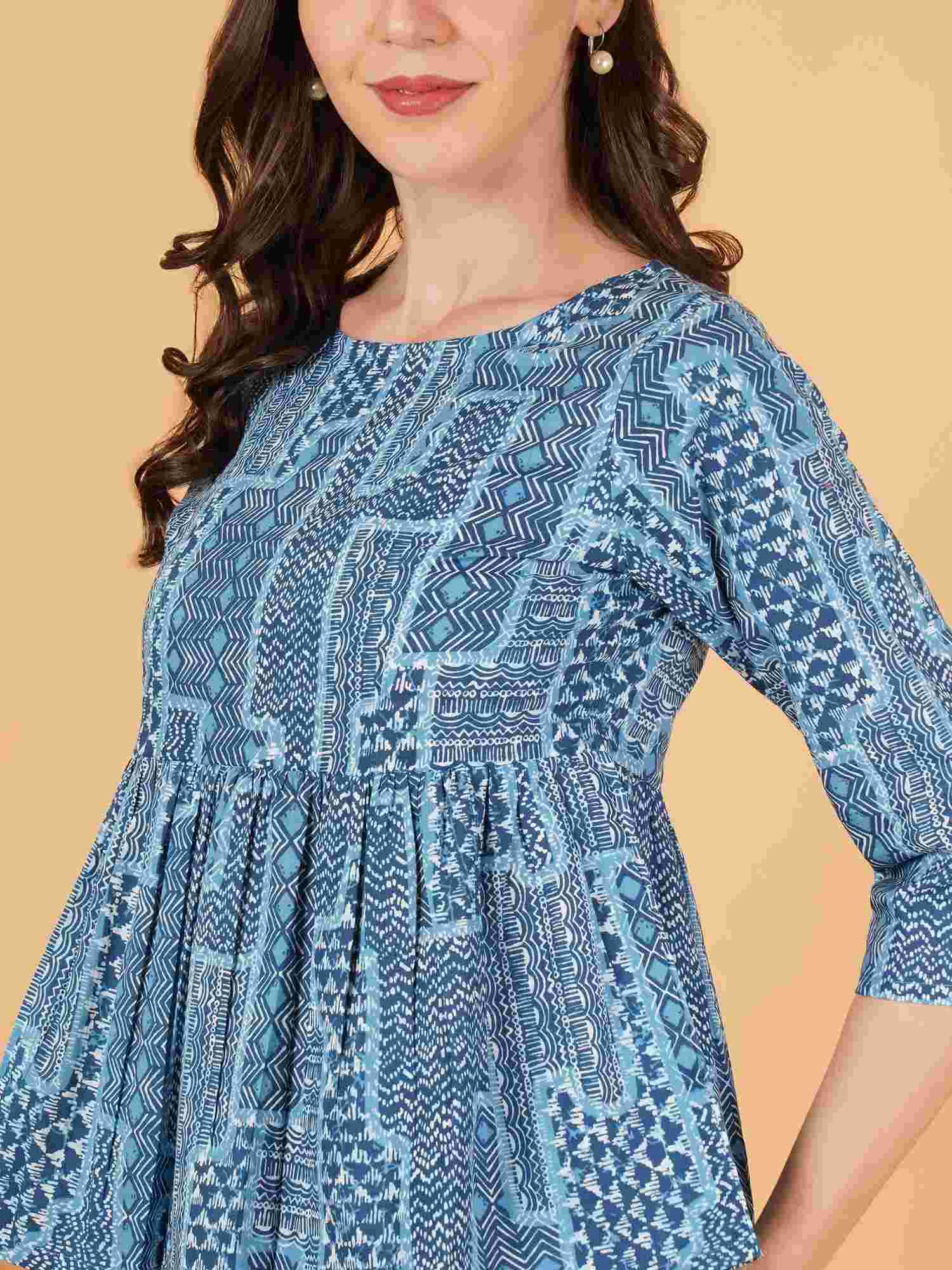 Heritage-Inspired Jaipuri Cotton Peplum Top For Women