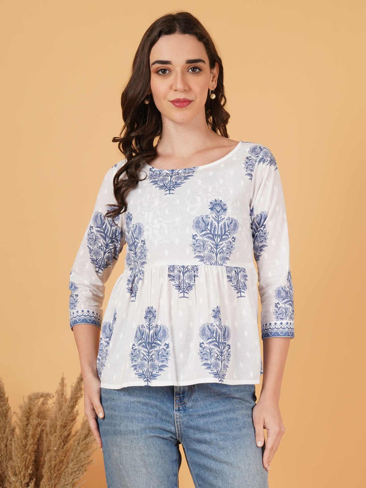 Jaipur Legacy Cotton Peplum Top With Matching Inner For Women