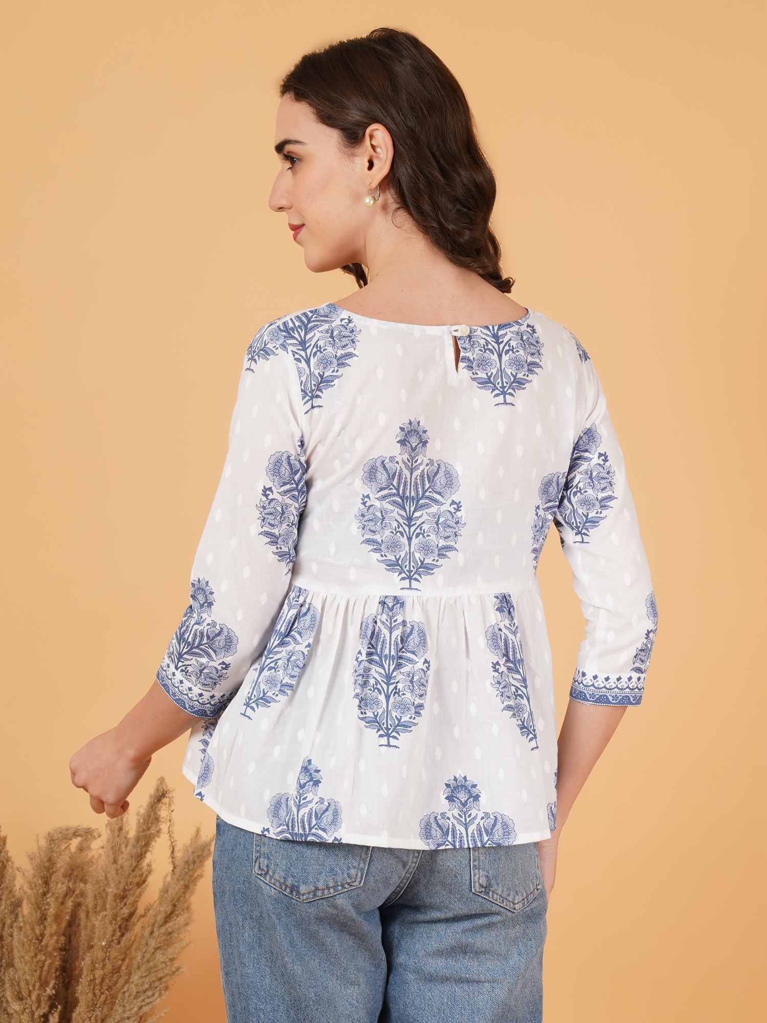 Trägertop aus Baumwolle mit Ikat-Print und Taillengürtel für Damen