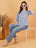 Blue & White Vintage Cotton Peplum Top for Women