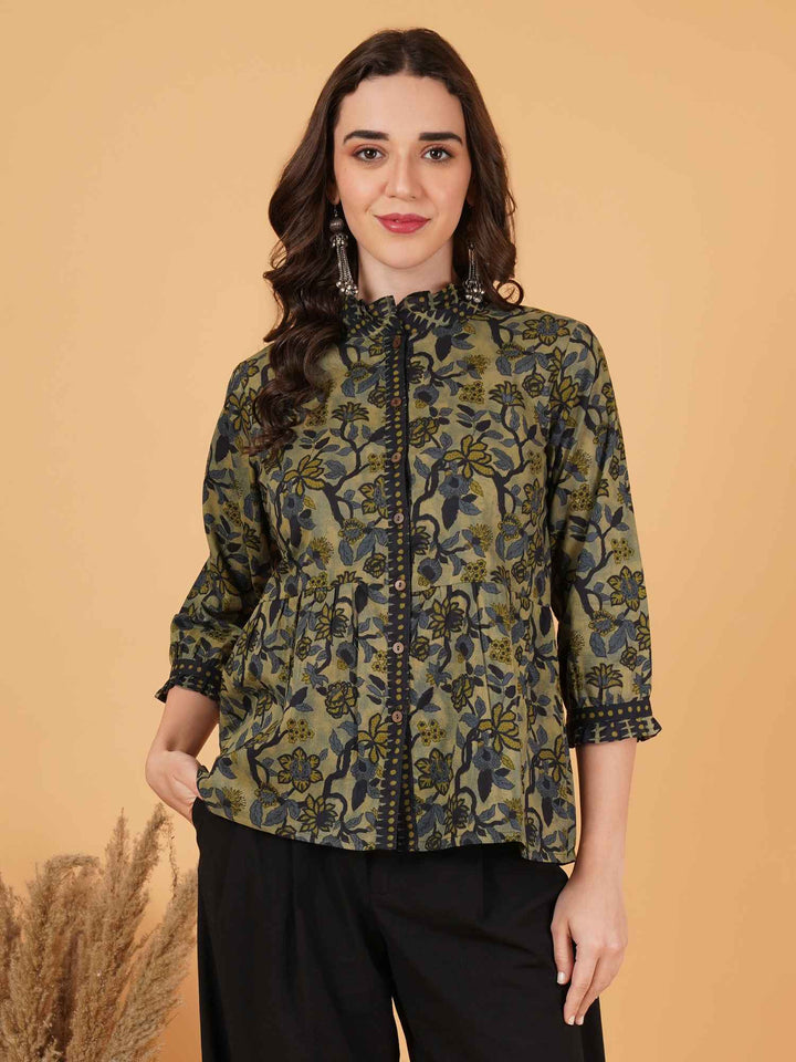 Haut en coton à imprimé ikat à bretelles avec ceinture pour femme
