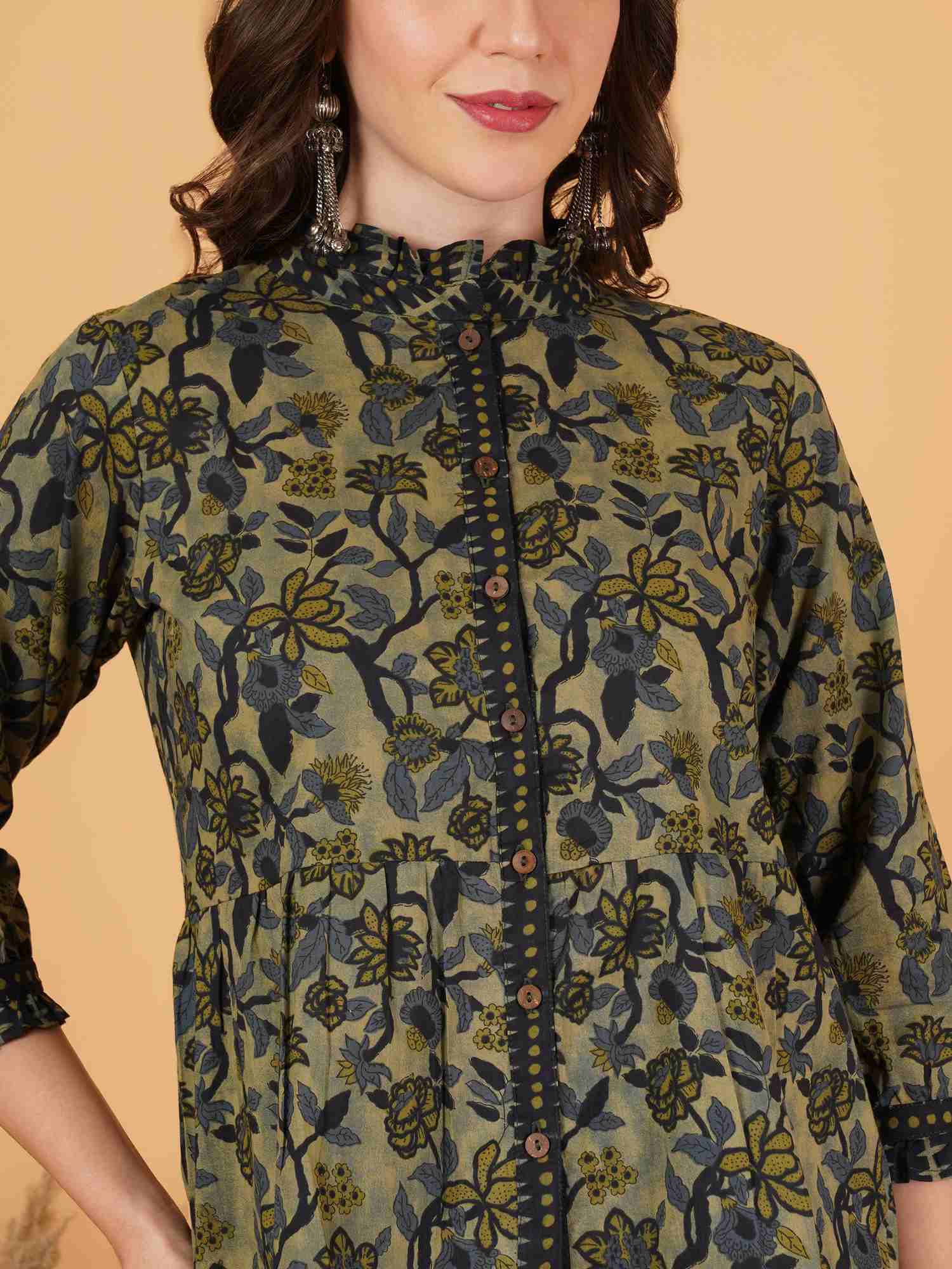 Trägertop aus Baumwolle mit Ikat-Print und Taillengürtel für Damen