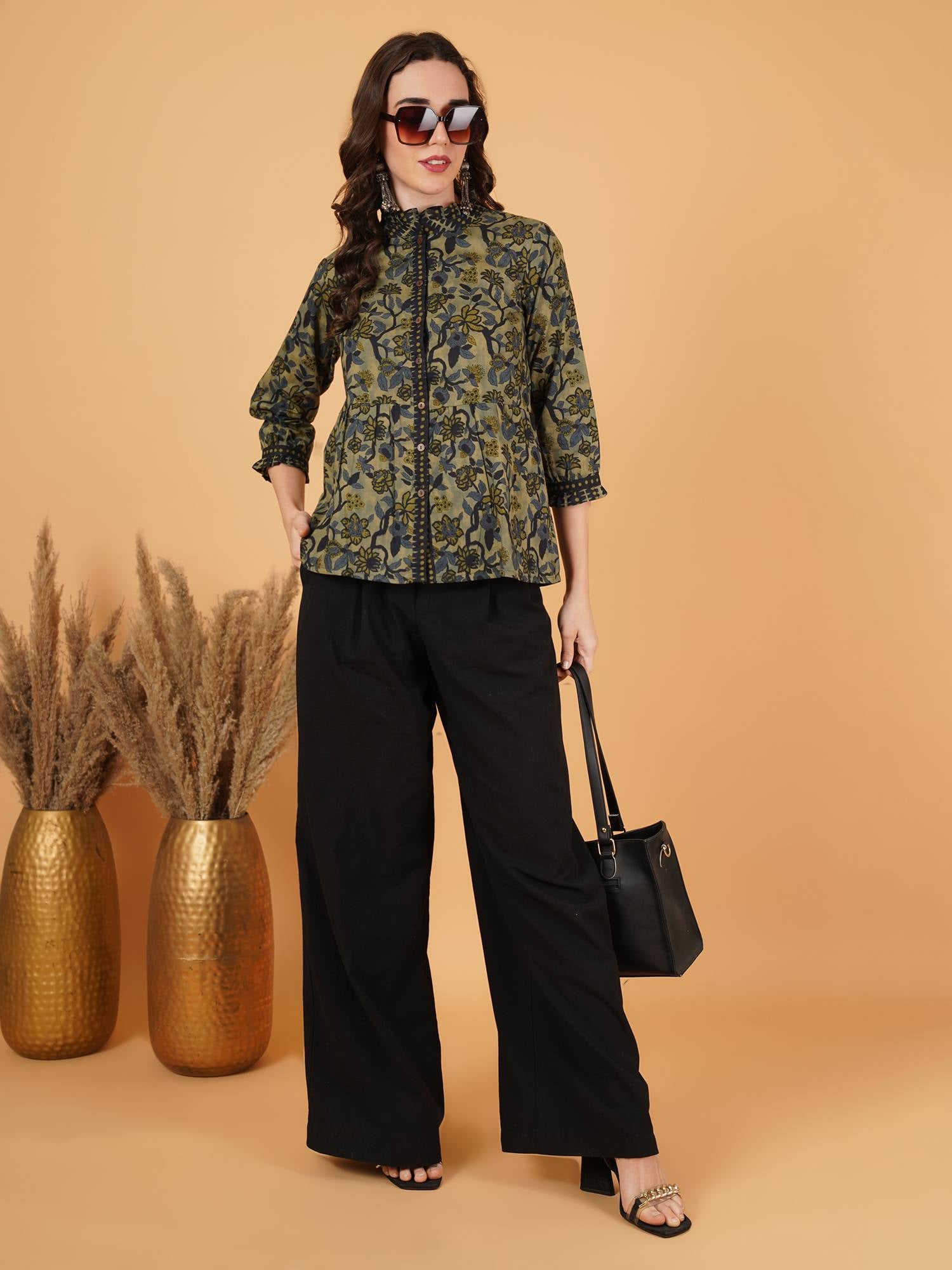 Trägertop aus Baumwolle mit Ikat-Print und Taillengürtel für Damen