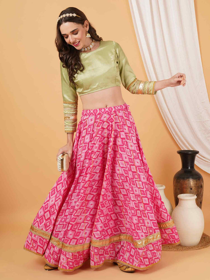 Festival-Ready Lehenga Choli Set with Golden Embellishment for Women