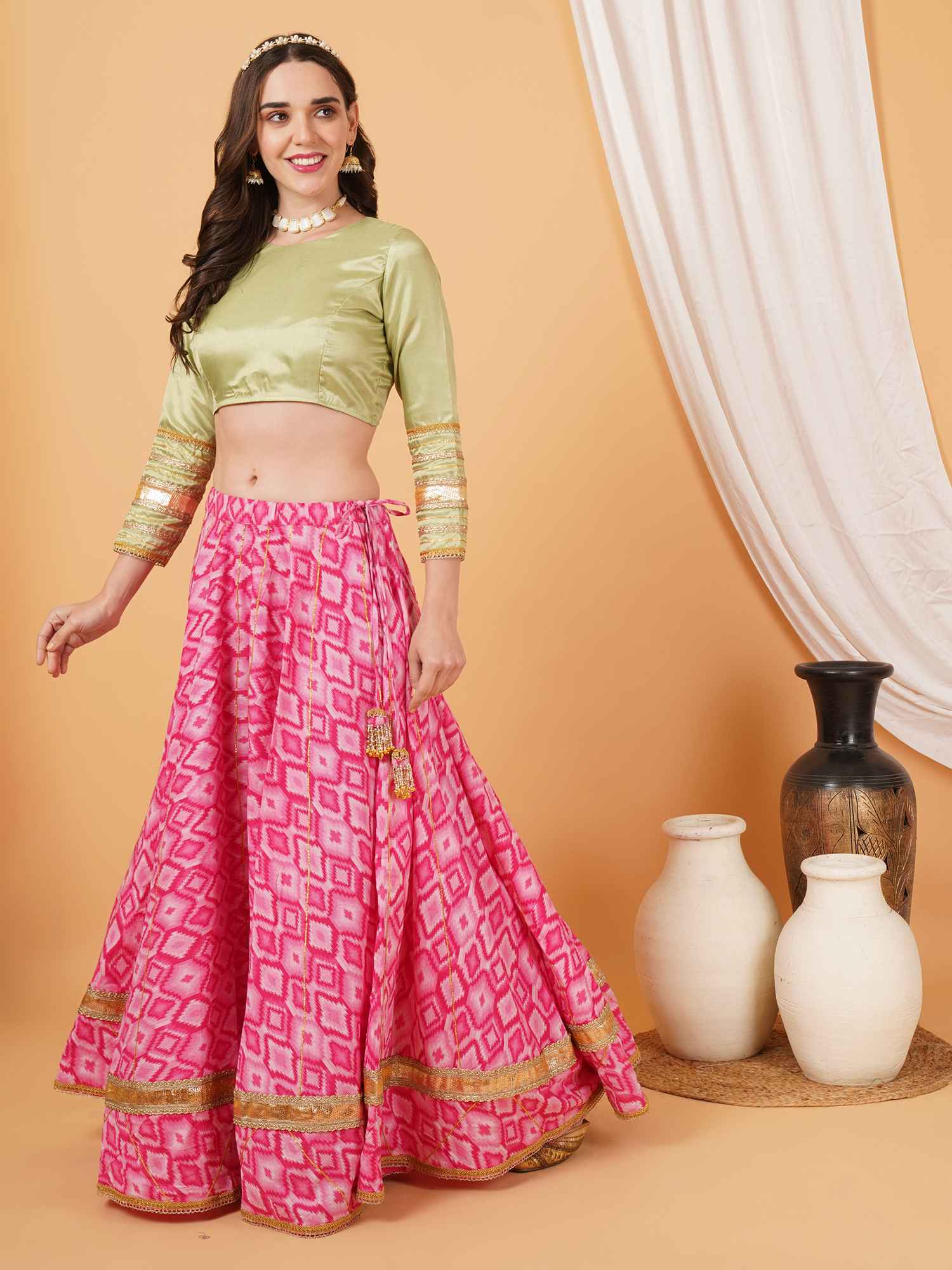 Festival-Ready Lehenga Choli Set with Golden Embellishment for Women