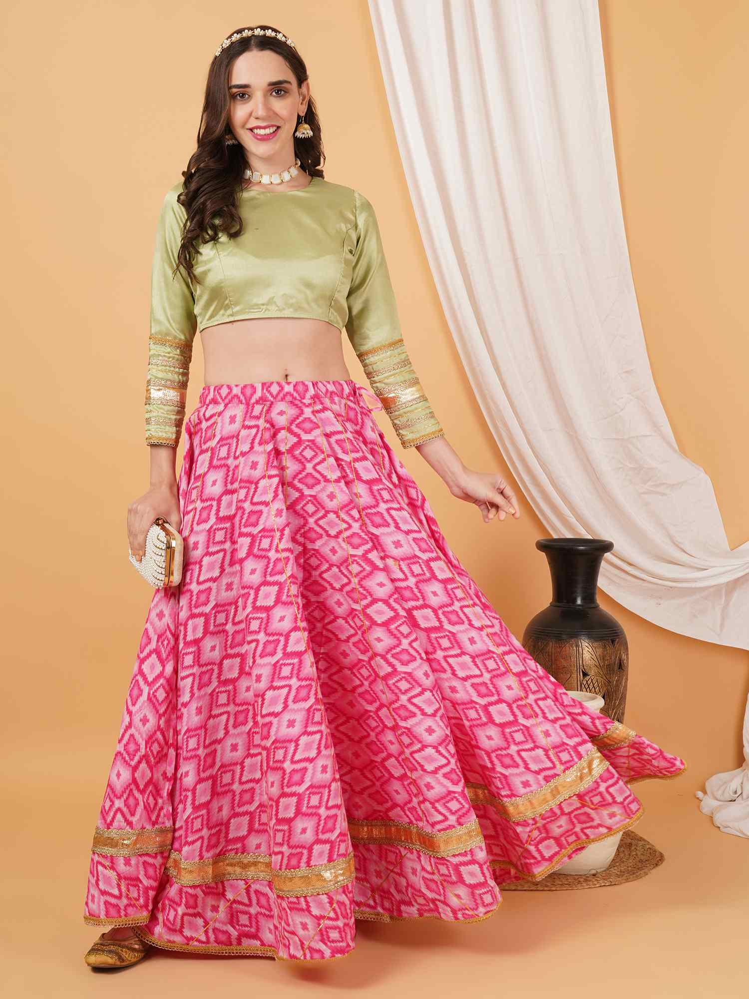 Lehenga Choli évasé de grande taille pour femmes