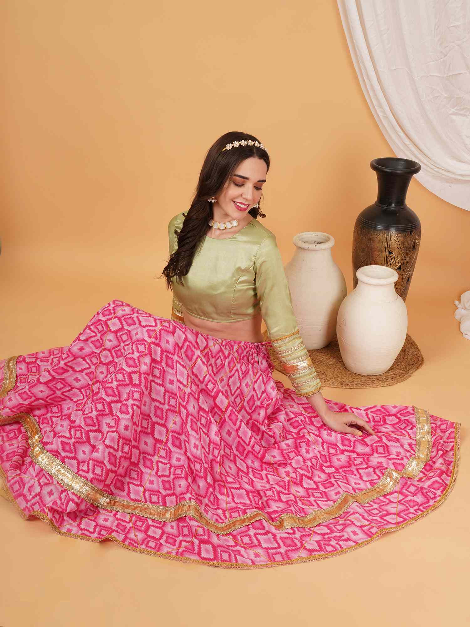 Festival-Ready Lehenga Choli Set with Golden Embellishment for Women
