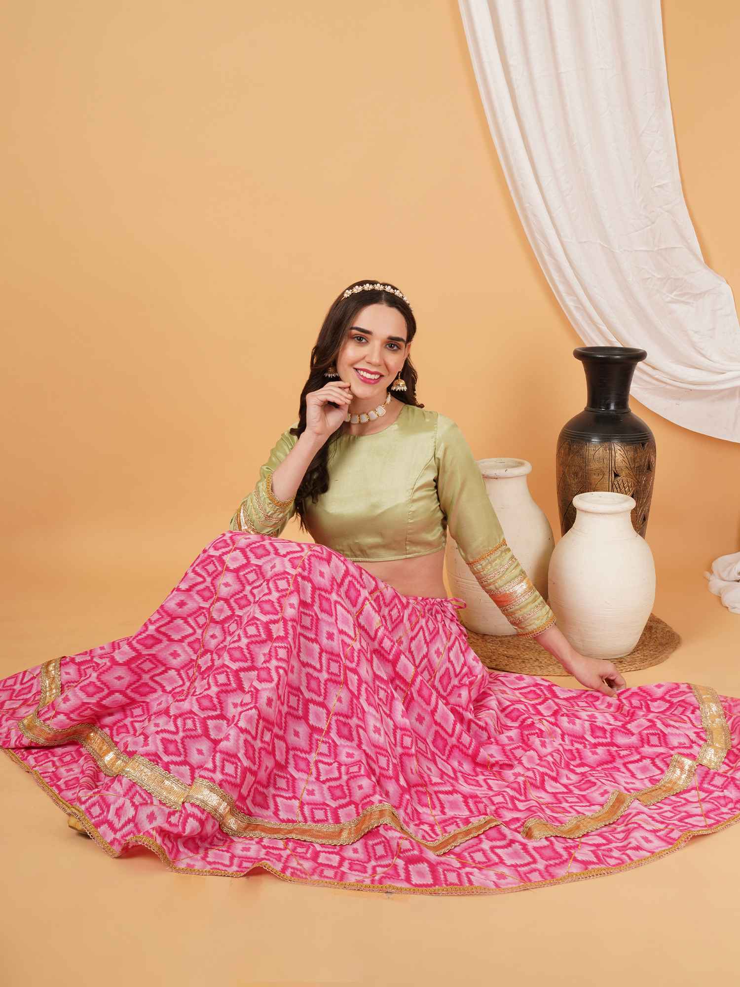 Festival-Ready Lehenga Choli Set with Golden Embellishment for Women