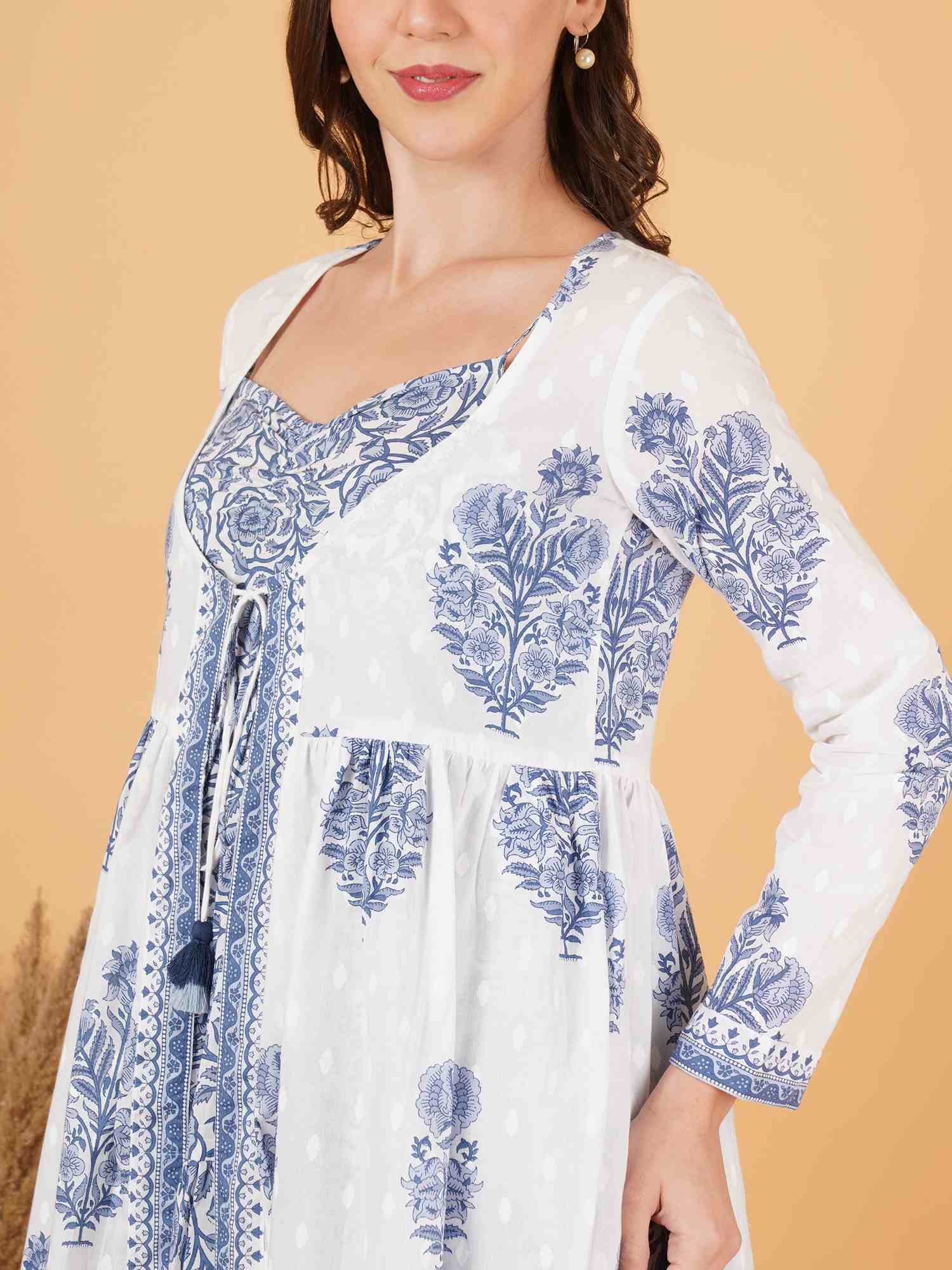 Boho-Chic-Kaftan-Oberteil aus Baumwolle für Damen