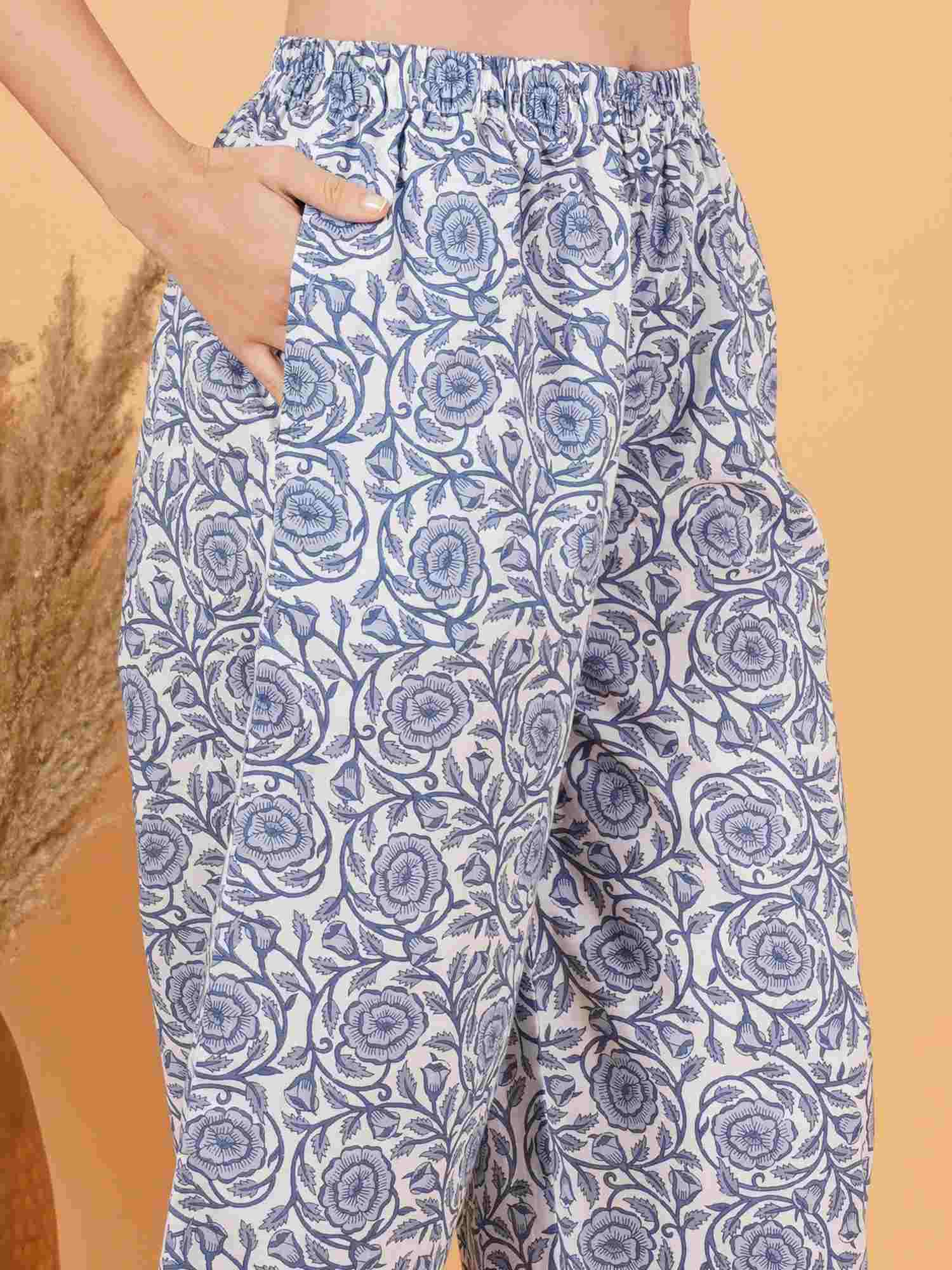 Jaipuri Cotton Peplum Top with Inner and Palazzo Co-Ord Set for Women