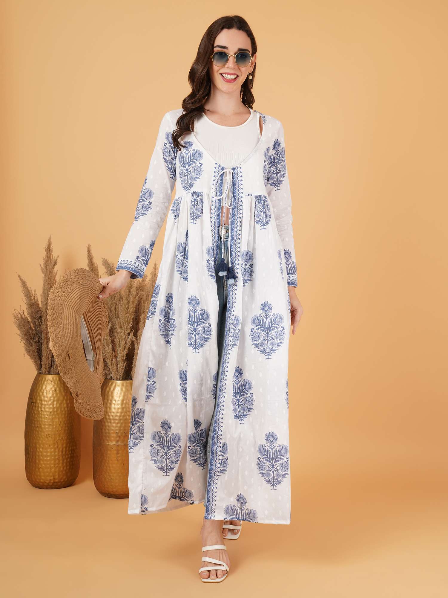 Boho-Chic-Kaftan-Oberteil aus Baumwolle für Damen