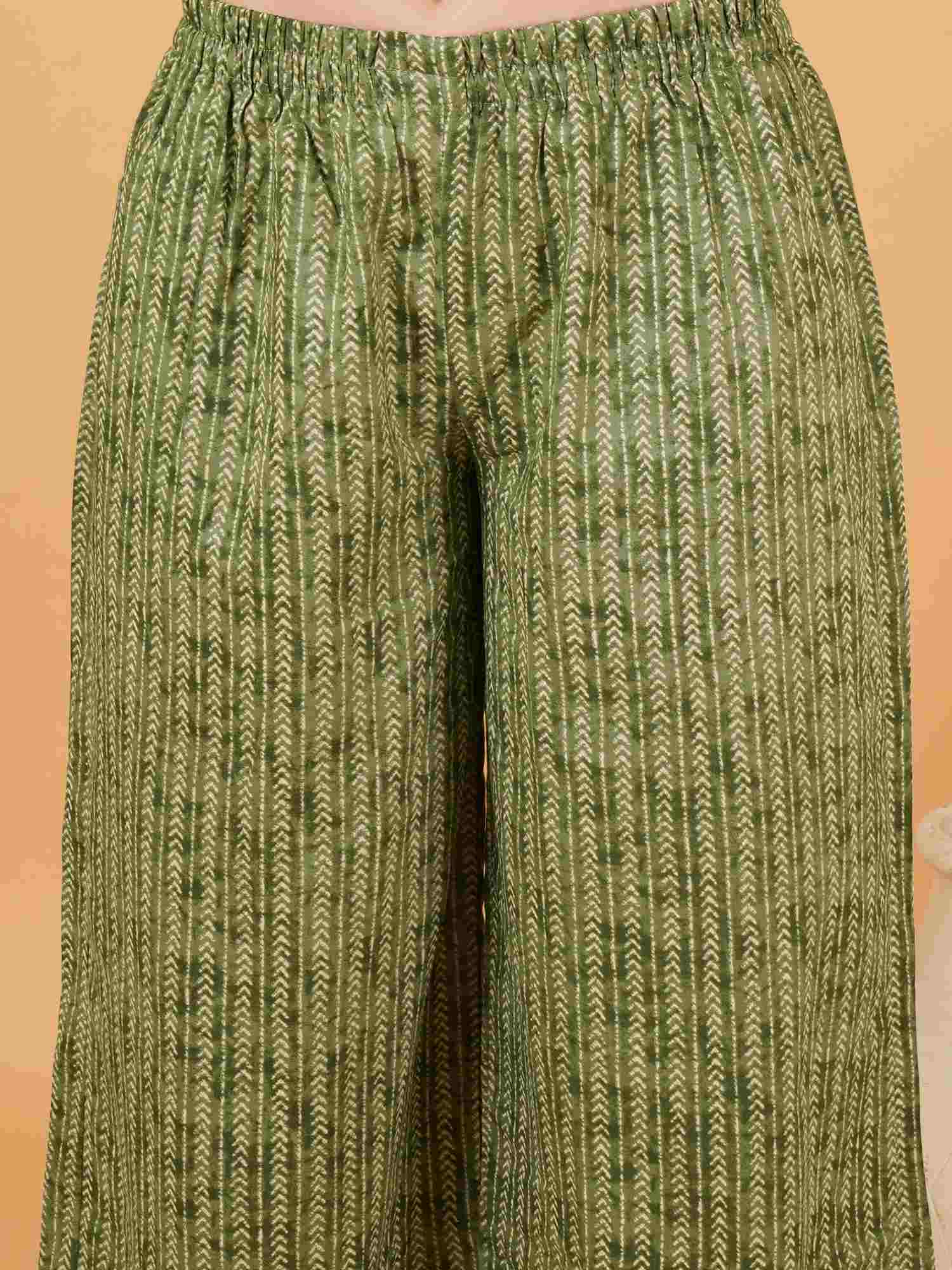 Elegant Jaipuri Cotton Flared Anarkali Kurta with Palazzo for Women