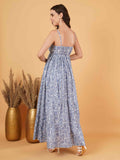 Elegant Handblock Cotton Strappy Dress for Women by COTLAND - view 4