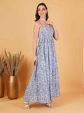 Elegant Handblock Cotton Strappy Dress for Women by COTLAND - view 5