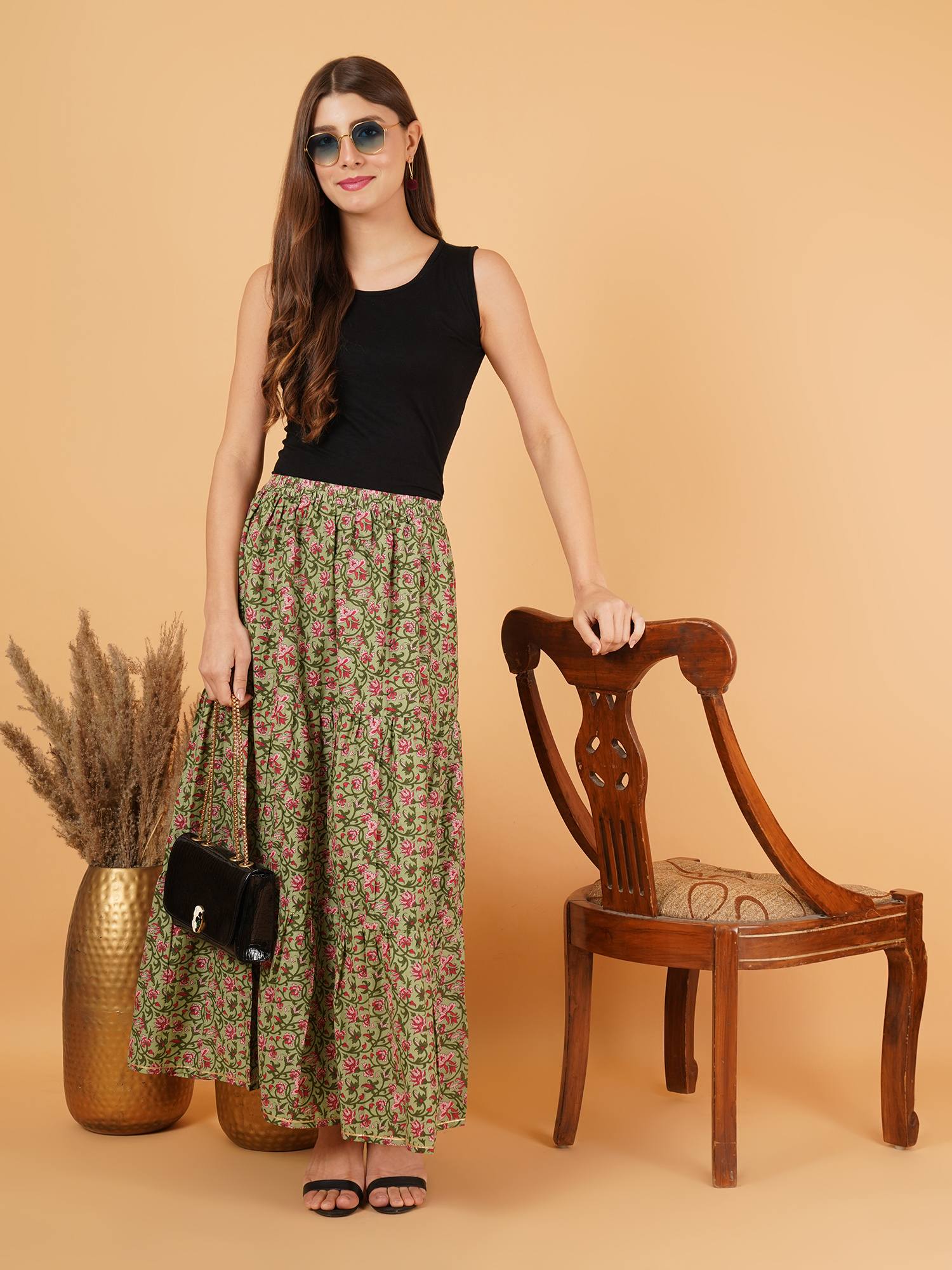 Kurti décontracté en coton imprimé Doodle pour femmes