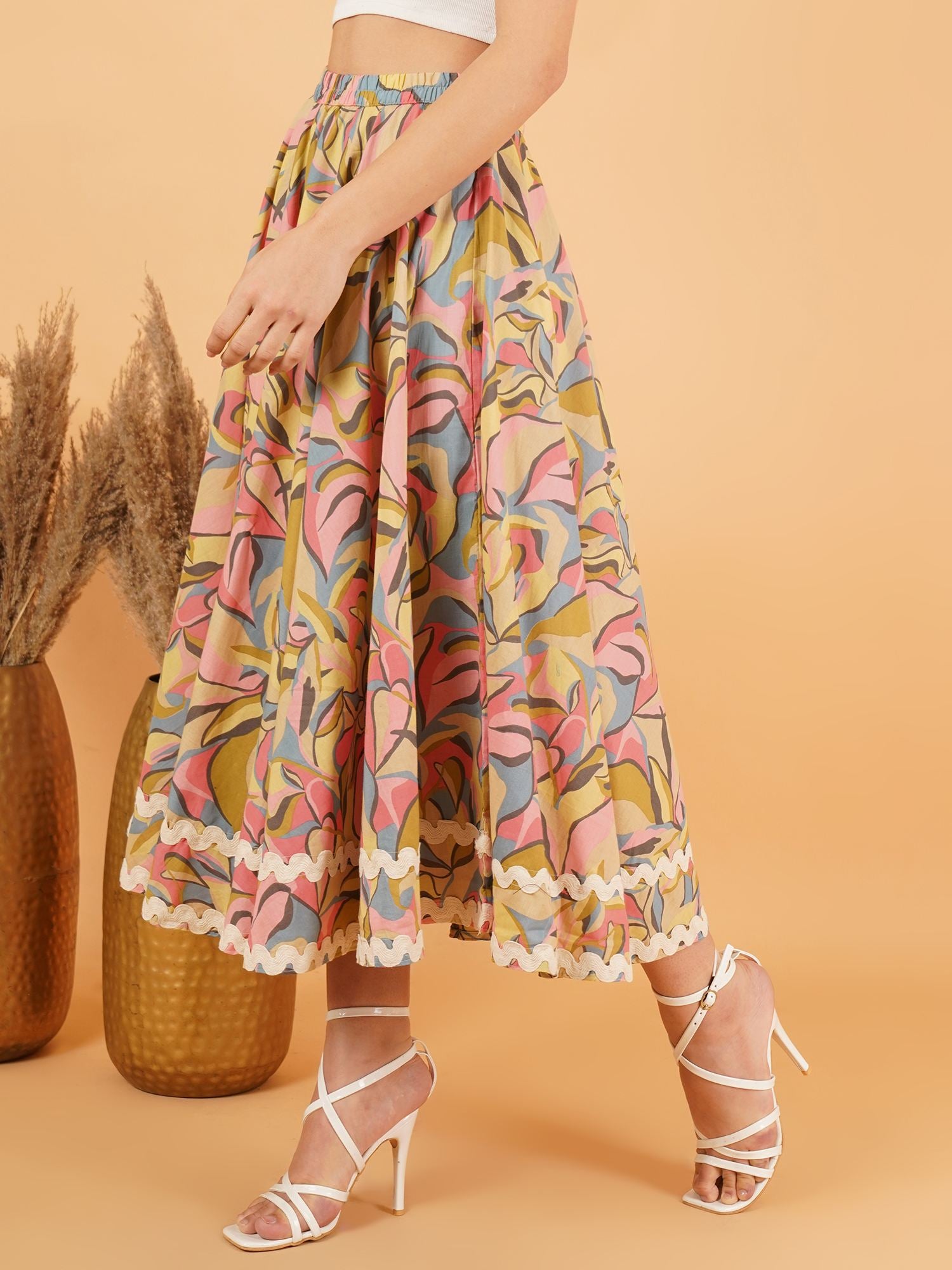 Jaipur Luxe High-Waist Flowy Skirt For Women