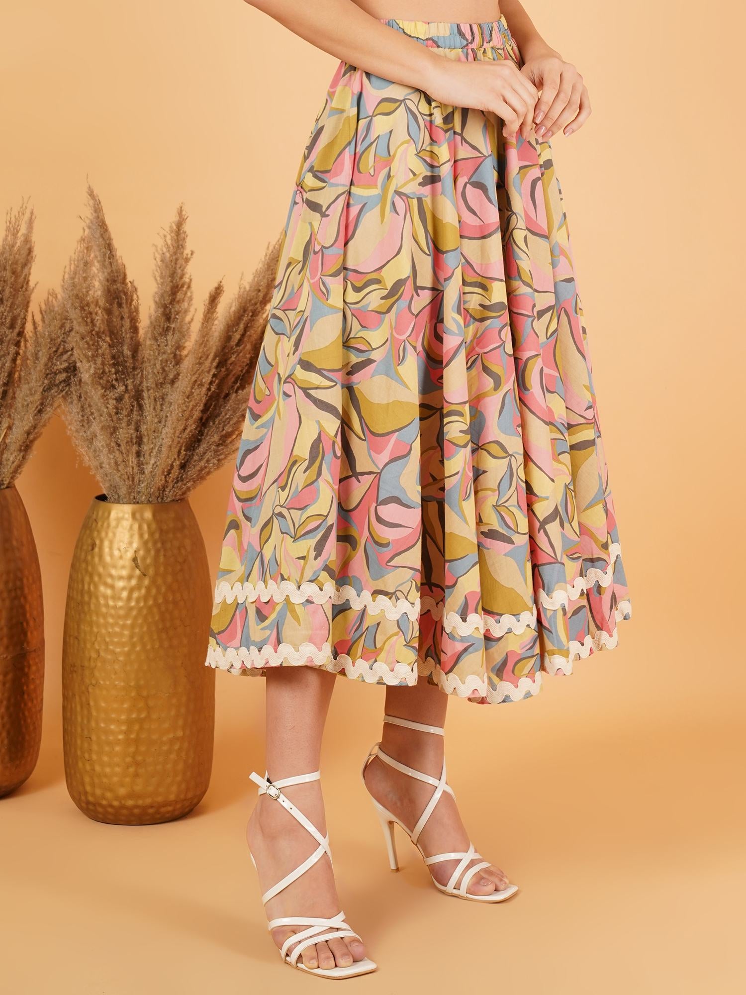 Jaipur Luxe High-Waist Flowy Skirt For Women