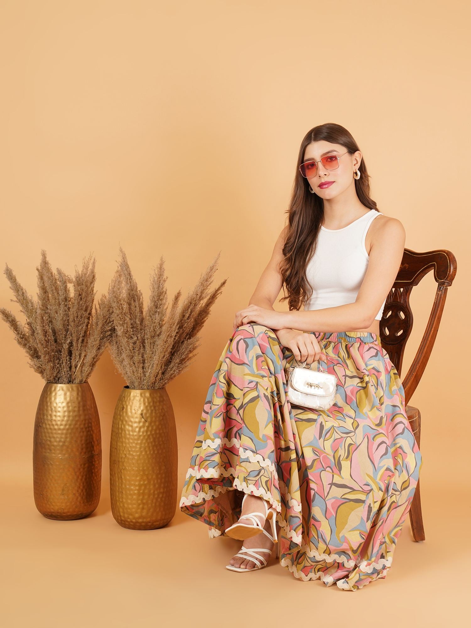 Lässiges Kurti aus Baumwolle mit Doodle-Print für Damen