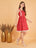 Red Sleeveless Polka Dot Cotton Fit & Flare Dress For Women