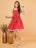 Red Sleeveless Polka Dot Cotton Fit & Flare Dress For Women