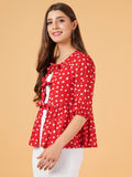 Ruffled Polka Dot Peplum Cotton Top For Women