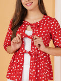 Ruffled Polka Dot Peplum Cotton Top For Women