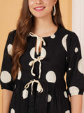 Front Openable Polka Style Peplum Top For Women