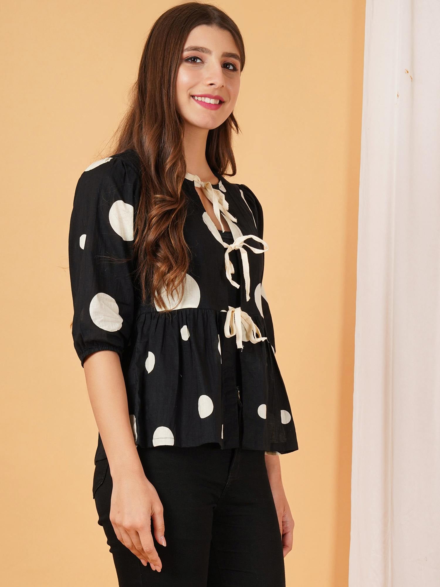 Haut en coton à imprimé ikat à bretelles avec ceinture pour femme