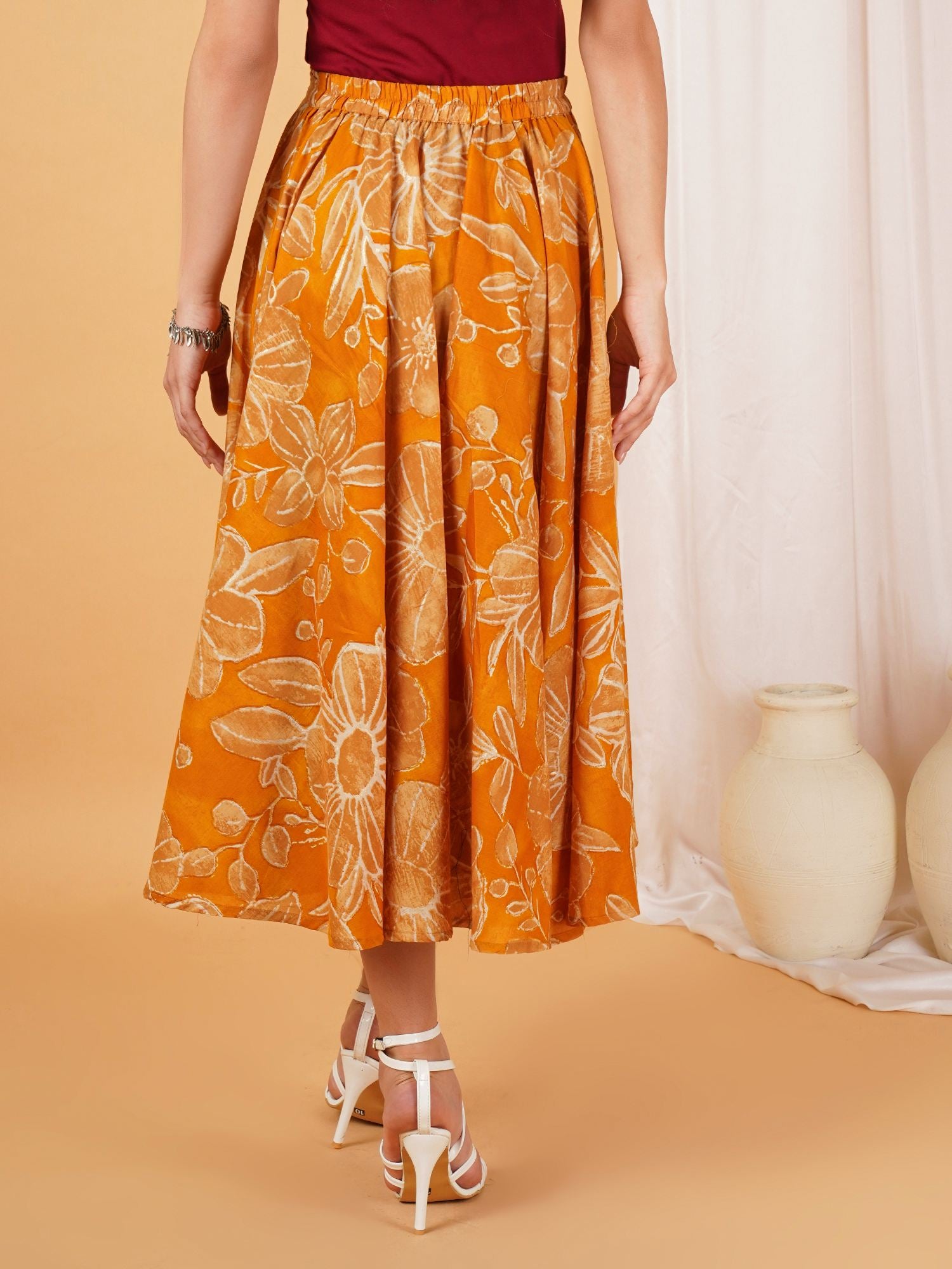 Floral Bohemian Cotton Skirt for Women