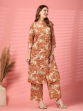 Ensemble Kurta et Palazzo en coton jaune moutarde pour femme