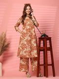 Ensemble Kurta et Palazzo en coton jaune moutarde pour femme